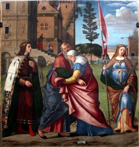 Incontro di Gioacchino e Anna con San Luigi IX e Santa Libera da Vittore Carpaccio